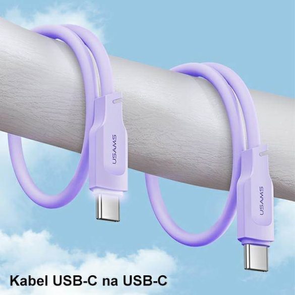 USAMS kábel USB-C - USB-C PD gyorstöltés 1,2m 100W Lithe Series fehér SJ567USB02 (US-SJ567)