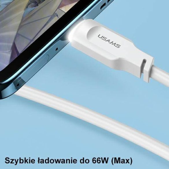 USAMS kábel USB-C PD gyorstöltő 1,2m 6A Lithe sorozat fehér SJ568USB02(US-SJ568)