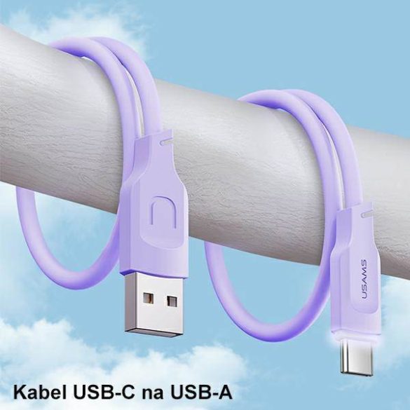 USAMS kábel USB-C PD gyorstöltő 1,2m 6A Lithe sorozat lila SJ568USB03 (US-SJ568)