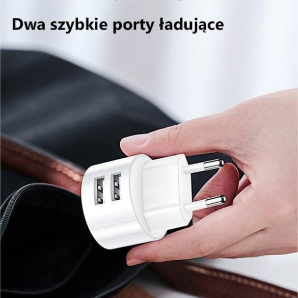 USAMS töltő 2xUSB T20 2,1A lightnin g fehér kerek gyorstöltés XTXLOGT1804