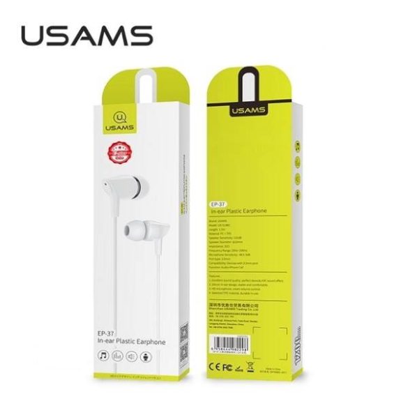USAMS sztereó fejhallgató EP-37 3,5 mm fehér HSEP3702