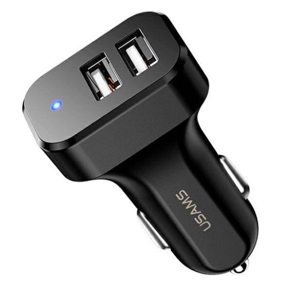 USAMS autós töltő 2xUSB C13 2,1A fekete (csak fej) CC87TC01