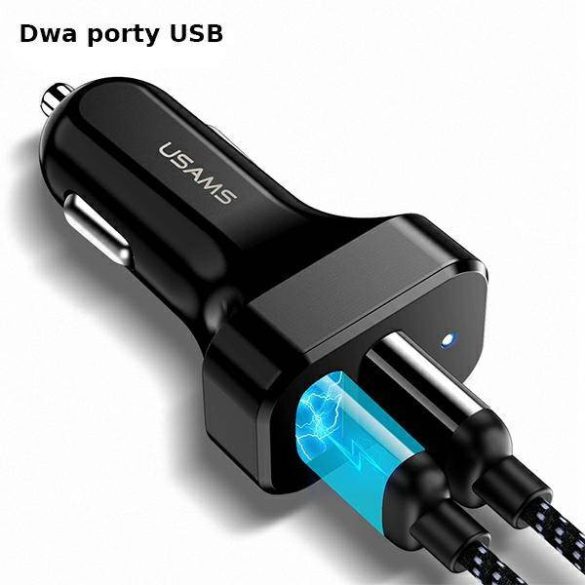 USAMS autós töltő 2xUSB C13 2,1A fekete (csak fej) CC87TC01