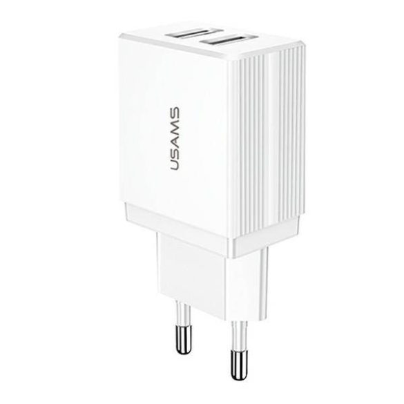 USAMS töltő 2xUSB T24 2,1A fehér (csak fej) CC90TC01 (US-CC090)