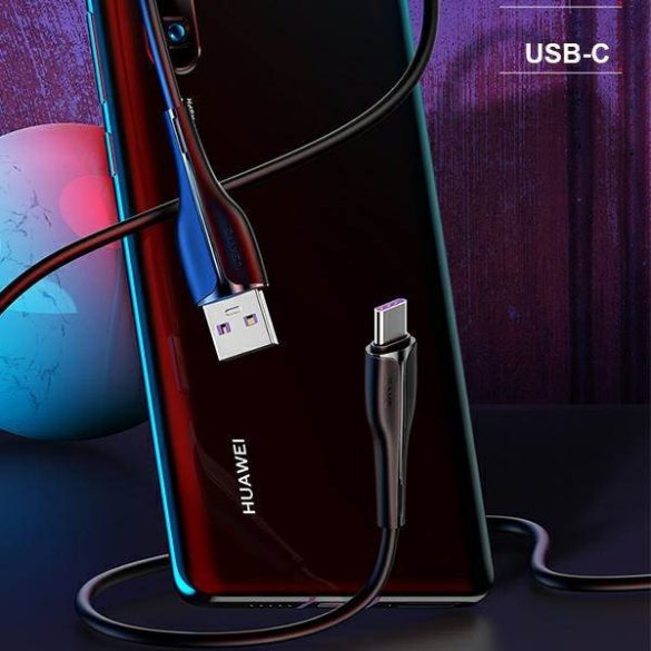 USAMS kábel U38 USB-C 5A gyorstöltés OPPO/HuaweiWEI 1m fekete SJ376USB01 (US-SJ376)