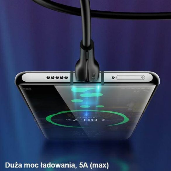 USAMS kábel U38 USB-C 5A gyorstöltés OPPO/HuaweiWEI 1m fekete SJ376USB01 (US-SJ376)