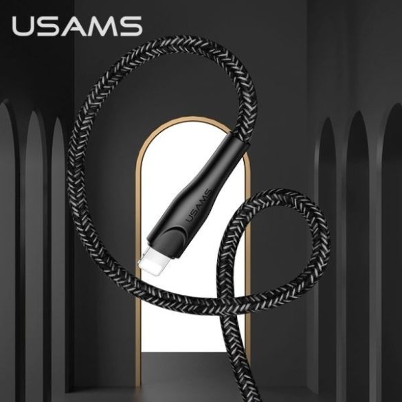 USAMS kábel fonott U41 lightning 1m 2A fekete SJ391USB01 (US-SJ391) gyorstöltés