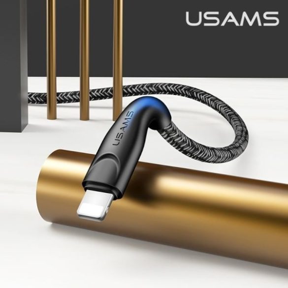 USAMS kábel fonott U41 lightning 1m 2A fekete SJ391USB01 (US-SJ391) gyorstöltés