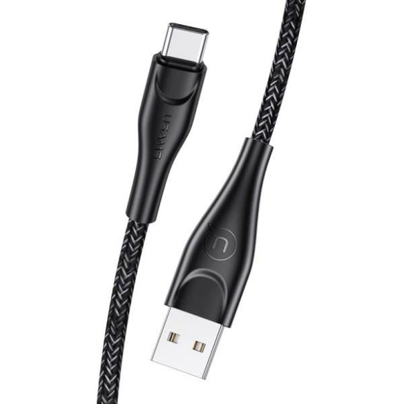 USAMS kábel fonott U41 USB-C 1m 2A fekete SJ392USB01 (US-SJ392) gyorstöltés