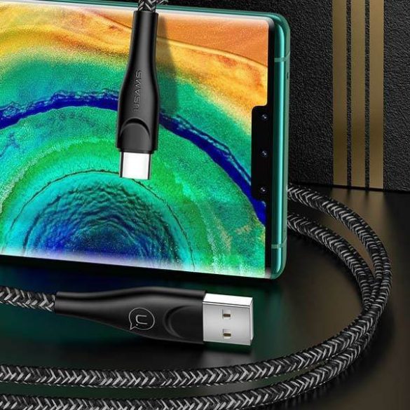 USAMS kábel fonott U41 USB-C 1m 2A piros SJ392USB02 (US-SJ392) gyorstöltés