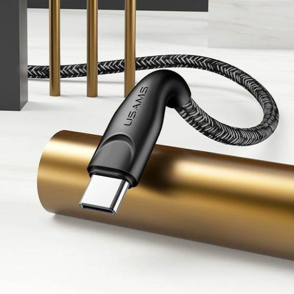 USAMS kábel fonott U41 USB-C 1m 2A piros SJ392USB02 (US-SJ392) gyorstöltés