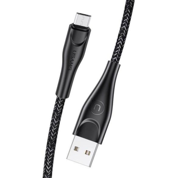 USAMS kábel fonott U41 microUSB 1m 2A fekete SJ393USB01 (US-SJ393) gyorstöltés