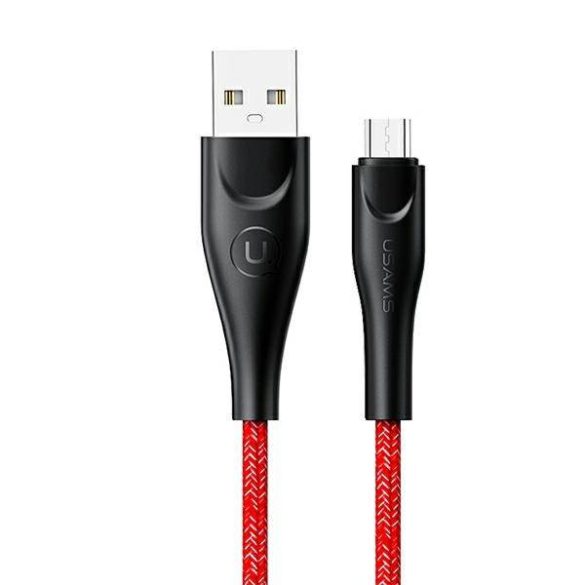 USAMS kábel fonott U41 microUSB 1m 2A piros SJ393USB02 (US-SJ393) gyorstöltés