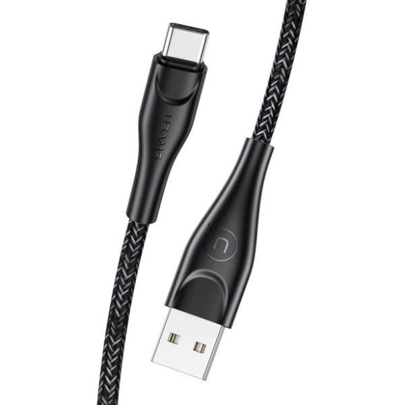 USAMS kábel fonott U41 USB-C 2m 2A fekete SJ395USB01 (US-SJ395) gyorstöltés