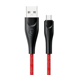   USAMS kábel fonott U41 microUSB 2m 2A piros SJ396USB02 (US-SJ396) gyorstöltés