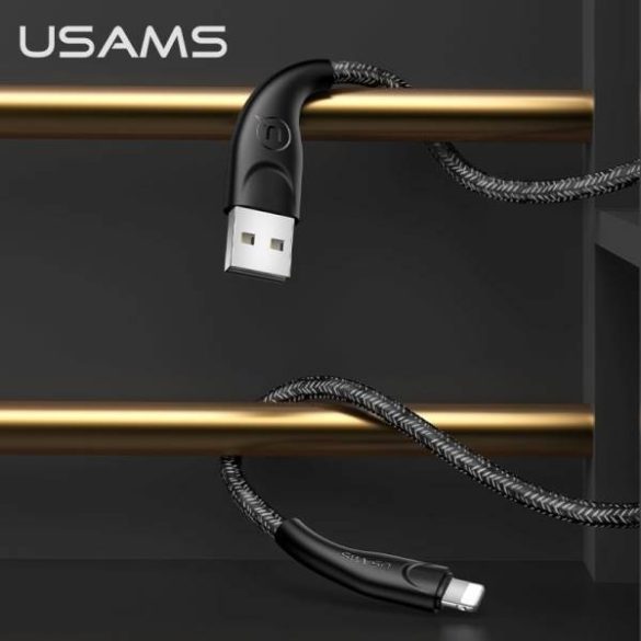 USAMS kábel fonott U41 lightning 3m 2A fekete SJ397USB01 (US-SJ397) gyorstöltés