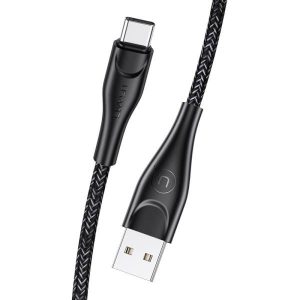 USAMS kábel fonott U41 USB-C 3m 2A fekete SJ398USB01 (US-SJ398) gyorstöltés