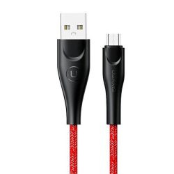   USAMS kábel fonott U41 microUSB 3m 2A piros SJ399USB02 (US-SJ399) gyorstöltés