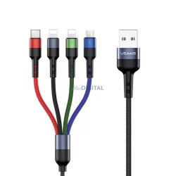   USAMS kábel fonott U26 4 az 1-ben 0.35m 2A gyorstöltés (2x lightning/microUSB/USB-C) SJ411USB01 (US-SJ411)