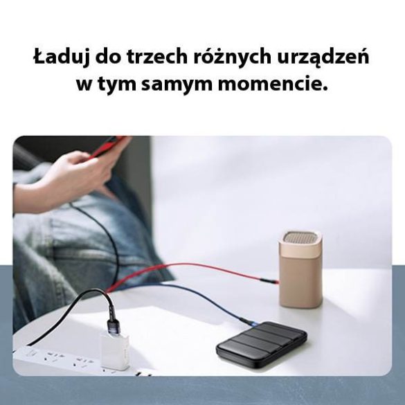 USAMS kábel fonott U26 3 az 1-ben 3m 2A gyorstöltés (lightning/microUSB/USB-C) SJ412USB01 (US-SJ412)