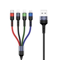   USAMS fonott kábel U26 4w1 3m 2A Gyors töltés (2x Lightning/microUSB/USB-C) SJ413USB01 (US-SJ413)