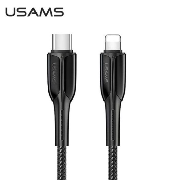 USAMS kábel fonott U42 USB-C - Lightning 30W PD gyorstöltés 1.2m fekete SJ401USB01 (US-SJ401)