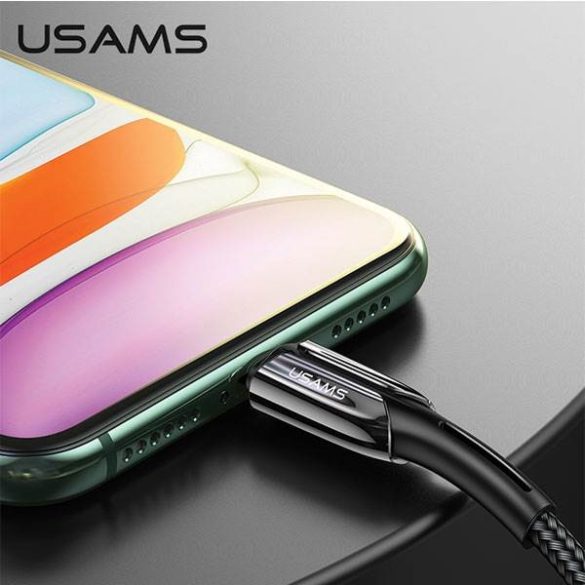 USAMS kábel fonott U42 USB-C - Lightning 30W PD gyorstöltés 1.2m fekete SJ401USB01 (US-SJ401)