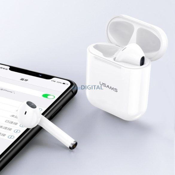 USAMS YA series TWS Bluetooth 5.0 vezeték nélküli fülhallgató - fehér