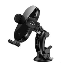   USAMS autómata autós telefontartó vezeték nélküli töltéssel 15W szélvédőre/műszerfalra fekete CD131ZJ01