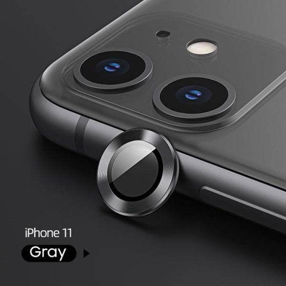 USAMS Camera Lens edzett üveg iPhone 11 Pro kameralencsére fém kerettel szürke BH571JTT01 (US-BH571)