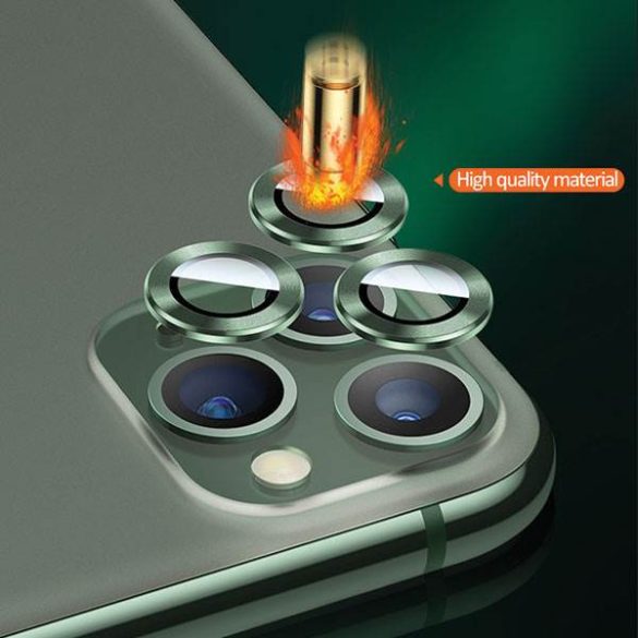 USAMS Camera Lens edzett üveg iPhone 11 Pro Max kameralencsére fém kerettel ezüst BH573JTT03 (US-BH573)
