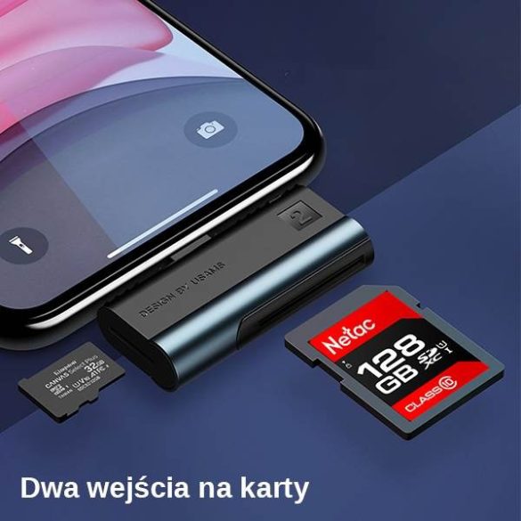 USAMS kártyaolvasó SD/microSD piros