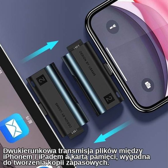 USAMS kártyaolvasó SD/microSD piros