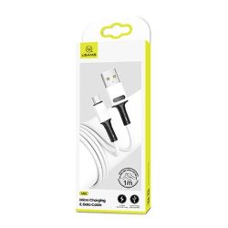   USAMS kábel U52 microUSB 2A gyorstöltés 1m fehér SJ435USB01 (US-SJ435)