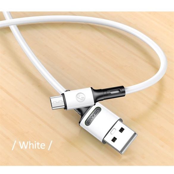 USAMS kábel U52 microUSB 2A gyorstöltés 1m fehér SJ435USB01 (US-SJ435)