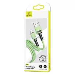   USAMS kábel U52 microUSB 2A gyorstöltés 1m zöld SJ435USB02 (US-SJ435)