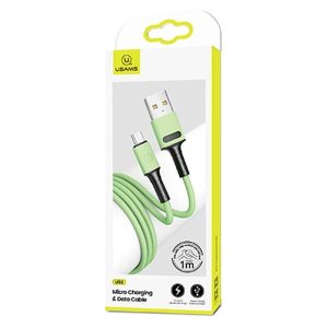 USAMS kábel U52 microUSB 2A gyorstöltés 1m zöld SJ435USB02 (US-SJ435)