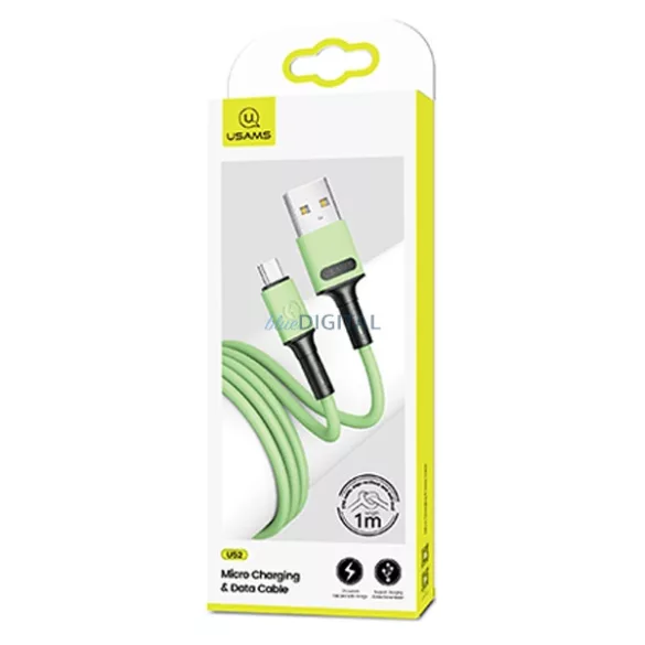USAMS kábel U52 microUSB 2A gyorstöltés 1m zöld SJ435USB02 (US-SJ435)