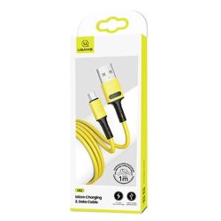   USAMS kábel U52 microUSB 2A gyorstöltés 1m sárga SJ435USB03 (US-SJ435)