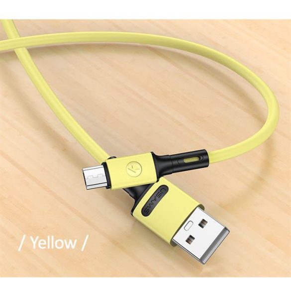 USAMS kábel U52 microUSB 2A gyorstöltés 1m sárga SJ435USB03 (US-SJ435)