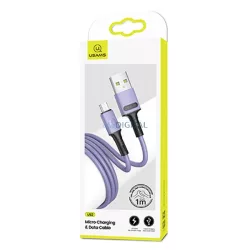   USAMS kábel U52 microUSB 2A gyorstöltés 1m lila SJ435USB04 (US-SJ435)
