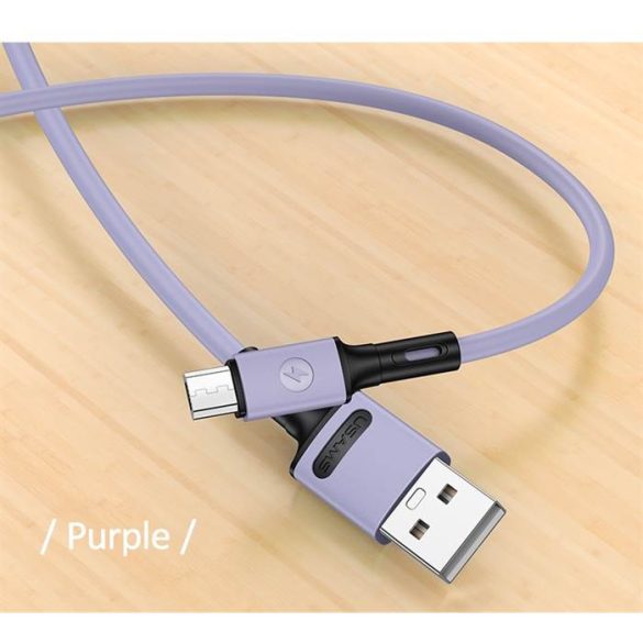 USAMS kábel U52 microUSB 2A gyorstöltés 1m lila SJ435USB04 (US-SJ435)