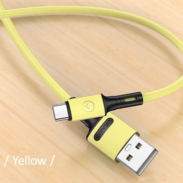 USAMS kábel U52 USB-C 2A gyorstöltés 1m sárga SJ436USB03 (US-SJ436)