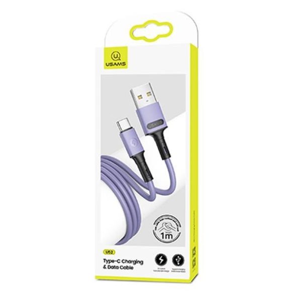 USAMS kábel U52 USB-C 2A gyorstöltés 1m lila SJ436USB04 (US-SJ436)