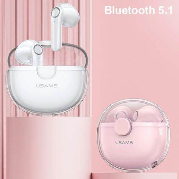 USAMS Bluetooth fülhallgató 5.1 TWS BU sorozat vezeték nélküli rózsaszín BHUBU04