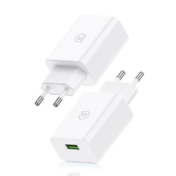 USAMS SCXLTZ01 SC Series hálózati töltő 1xUSB-A csatlakozással és USB-A - microUSB kábellel 18W - fehér