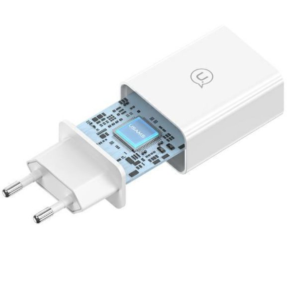 USAMS SCXLTZ03 SC Series hálózati töltő 1xUSB-A csatlakozással és USB-A - Lightning kábellel 18W - fehér