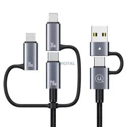   USAMS SJ737 Sufeng Series USB-A/Type-C - Type-C/Lightning/microUSB kábel 240W 1.2m - szürke