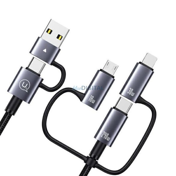 USAMS SJ737 Sufeng Series USB-A/Type-C - Type-C/Lightning/microUSB kábel 240W 1.2m - szürke