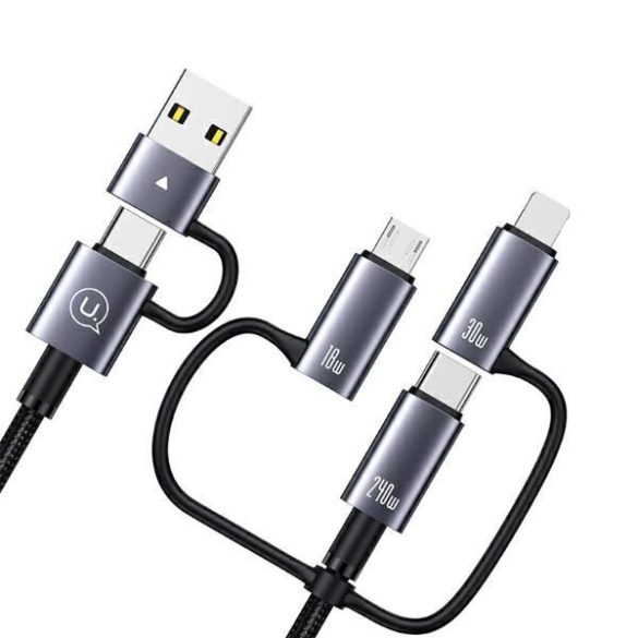 USAMS SJ737 Sufeng Series USB-A/Type-C - Type-C/Lightning/microUSB kábel 240W 1.2m - szürke